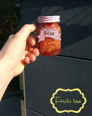 Fruits tea... strawberry, grapefruit, pineapple, kiwi at Dr. Vegan 닥터비건 in Seoul