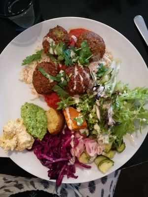 Falafel buffet at Ravintola Kuori in Turku
