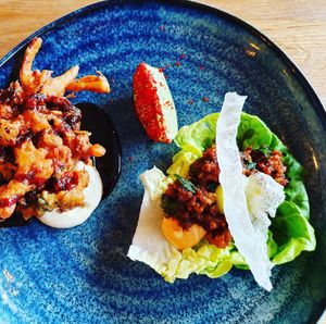 main dish with saitan at Ravintola Kuori in Turku