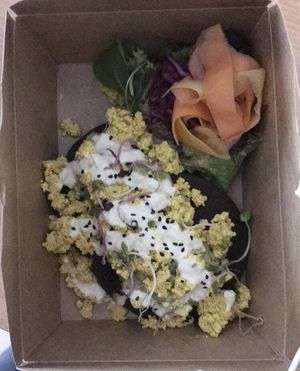 Tofu scramble pancakes  at Alive in Geneva