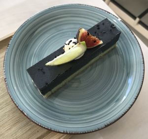 Raw black sesame and lime cheesecake  at Alive in Geneva