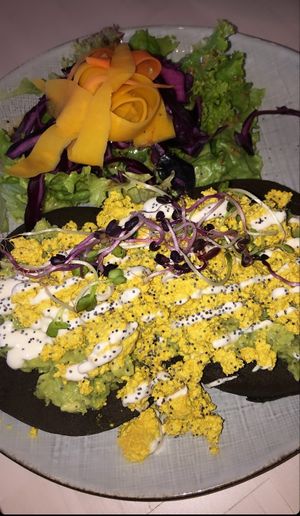 Gaufres avec tofu brouillé  at Alive in Geneva