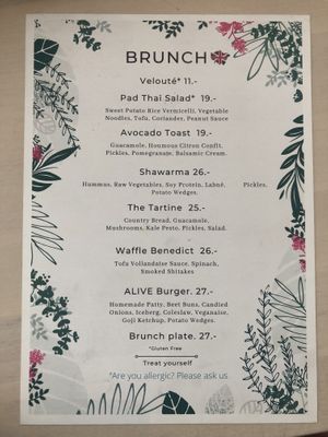 Menu  at Alive in Geneva
