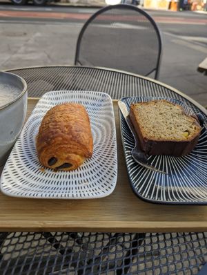 Pain au chocolate, banana bread at Alive in Geneva