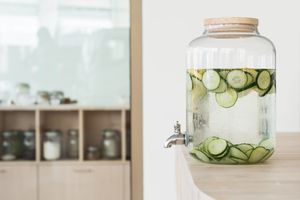 Detox water with fresh fruit and vegetables that change with the season. at Alive in Geneva