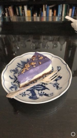 Blueberrie raw cheesecake (ate at home) at Alive in Geneva