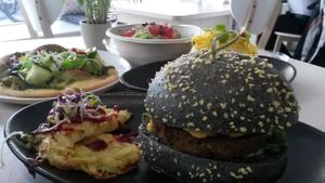 Organic vegan burger at Alive in Geneva