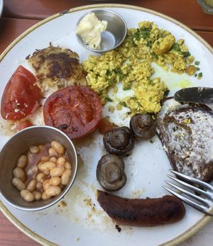 Full vegan English breakfast   at Greasy Spoon - Hagagatan in Stockholm