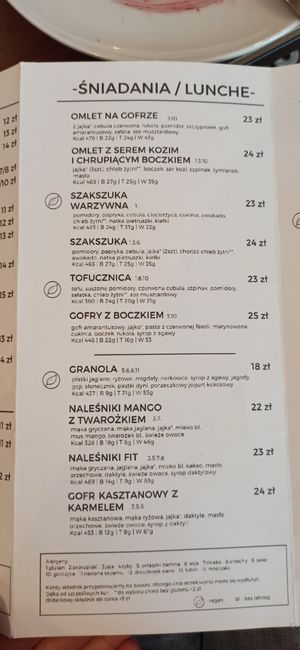 Menu at Jaglana in Poznan