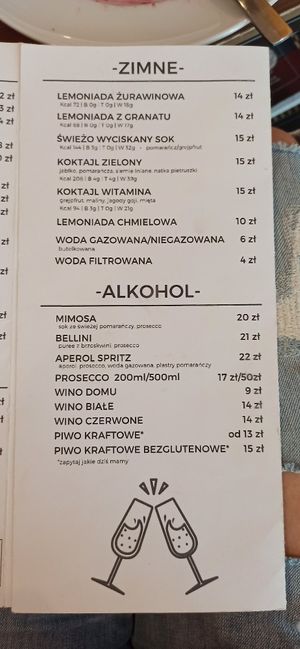 Menu at Jaglana in Poznan