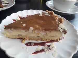 Vegan dessert with banana and caramel  at Jaglana in Poznan