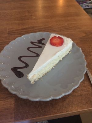a millet groat cheesecake at Jaglana in Poznan