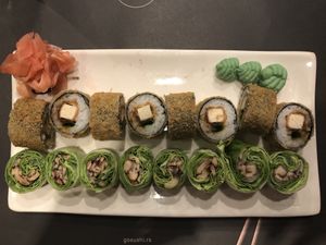 Crunchy classic made with tofu and mushroom wrapped in greens rolls. at Go Sushi - Svetozara Markovića in Belgrade