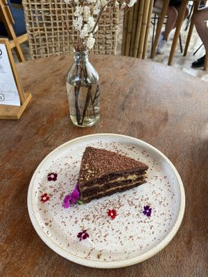 Chocolate cake with Lúcuma (Peruvian creamy yellow fruit) which was simply the best  at Veda Restaurante in Miraflores
