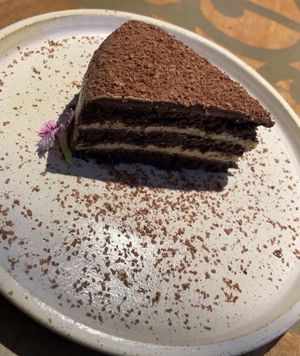 Torta de chocolate  at Veda Restaurante in Miraflores