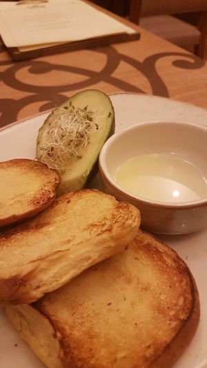 breakfast  (Peruvian bread with avocado and sprouts) at Veda Restaurante in Miraflores