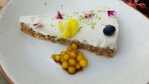 lemon cheesecake at Veda Restaurante in Miraflores