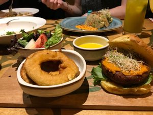 Quinoa burger at Veda Restaurante in Miraflores