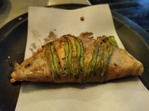 Zucchini flower taco at Malportaco in Mexico City