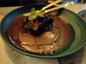 Eggplant served with tortillas at Malportaco in Mexico City
