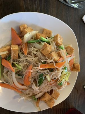 Tofu Superior LoMein with rice noodles instead of egg noodles   at Thai Season in North Myrtle Beach