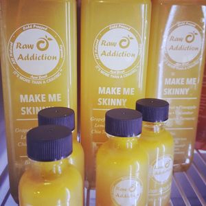 Make me Skinny. Organic cold pressed juice at Raw Addiction in Pembroke Pines