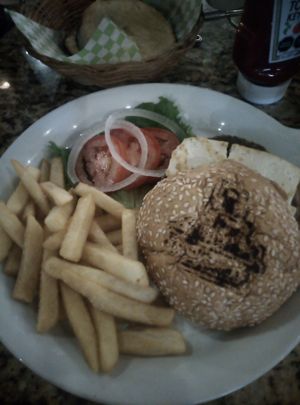 Tofu cheeseburger at Casa Tequila in Cancun