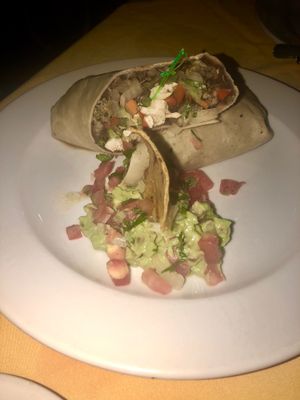 Vegan burrito! at Casa Tequila in Cancun