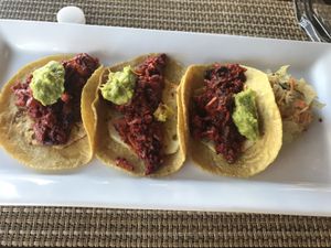 Vegan tacos al pastor! at Casa Tequila in Cancun
