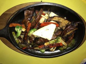 Portobello fajitas. Delicious!!!! at Casa Tequila in Cancun