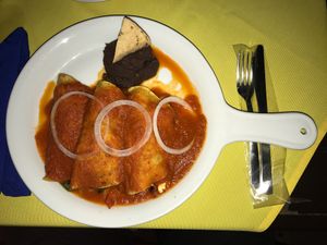 Veggie enchiladas!!! Tasty!!! at Casa Tequila in Cancun