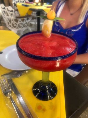 Strawberry margarita at Casa Tequila in Cancun