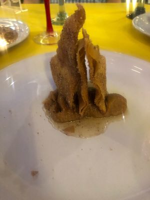 Vegan fritter dessert with sweet beans.  at Casa Tequila in Cancun