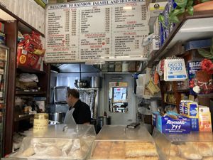 Inside at Rainbow Falafel in New York City