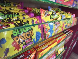 full range of sour patch kids - all vegan  at Hardy's Original Sweet Shop in Salisbury