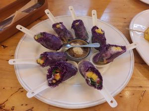 Mango salad roll at Hua Hin Vegan Cafe and Wine in Hua Hin