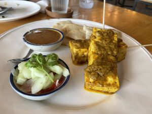 Tofu satay with roti  at Hua Hin Vegan Cafe and Wine in Hua Hin