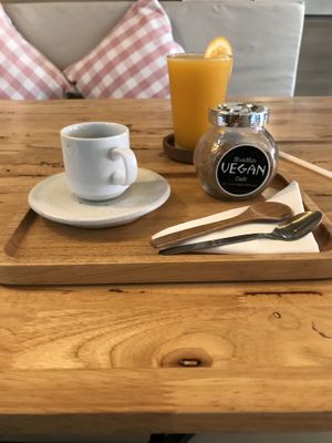 Coffee and orange juice  at Hua Hin Vegan Cafe and Wine in Hua Hin