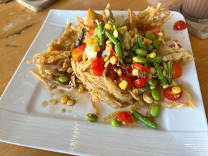 fried som tam   at Hua Hin Vegan Cafe and Wine in Hua Hin