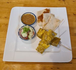 Tofu satay, terrible. at Hua Hin Vegan Cafe and Wine in Hua Hin