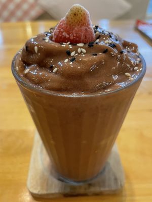 Vegan dark strawberry smoothie, 150 baht  at Hua Hin Vegan Cafe and Wine in Hua Hin