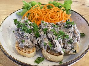 Jackfruit ‘tuna’ melt sandwich, 180 baht  at Hua Hin Vegan Cafe and Wine in Hua Hin