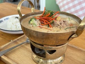 Panang vegetable curry with jasmine rice, 160 baht  at Hua Hin Vegan Cafe and Wine in Hua Hin