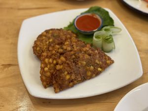 Fried corn cakes - Hua Hin Vegan Café   at Hua Hin Vegan Cafe and Wine in Hua Hin