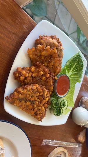 Corn cakes   at Hua Hin Vegan Cafe and Wine in Hua Hin