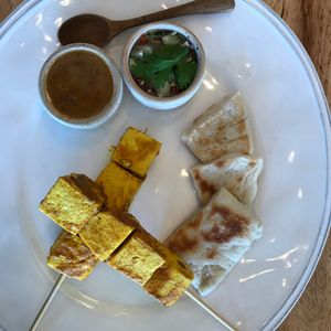 Tofu satay at Hua Hin Vegan Cafe and Wine in Hua Hin