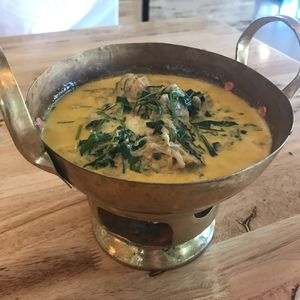 Young jackfruit curry with betel leaves at Hua Hin Vegan Cafe and Wine in Hua Hin