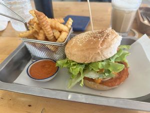 BBQ jackfruit burger   at Hua Hin Vegan Cafe and Wine in Hua Hin