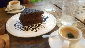 Chocolate cake at Hua Hin Vegan Cafe and Wine in Hua Hin