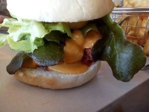 Jackfruit burger at Hua Hin Vegan Cafe and Wine in Hua Hin
